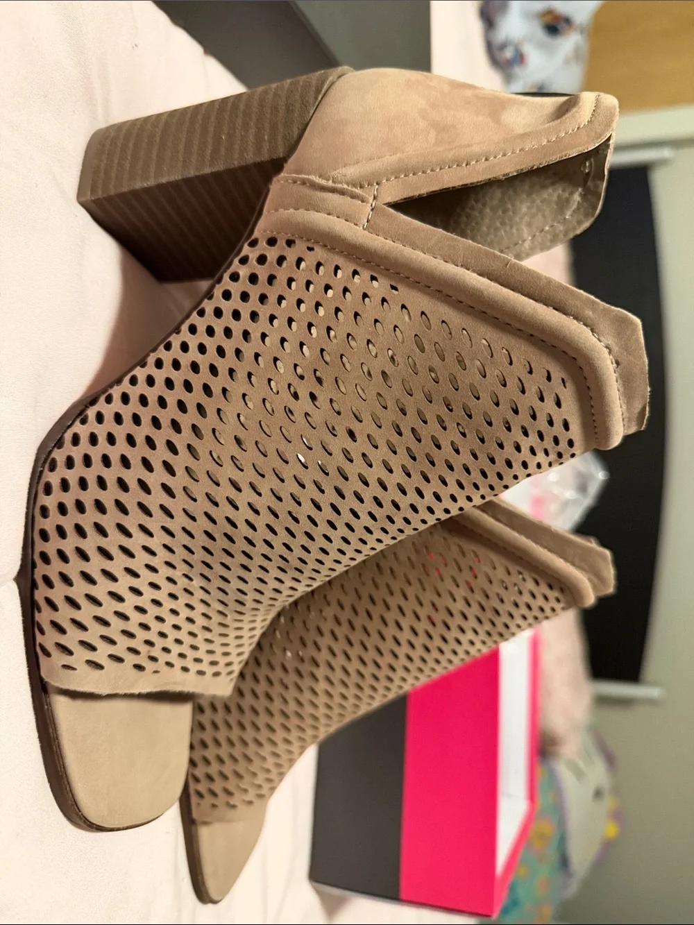 Vince Camuto Truffle Taupe Silky Nubuck Heeled Sandal